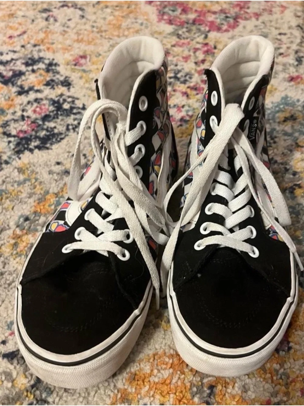 Vans Women’s Black High-Top Sneakers with Multicolor Butterfly Pattern